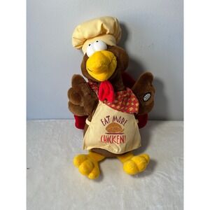 DanDee Animated Thanksgiving Turkey Plush Eat More Chicken Chef Hat 10 inch